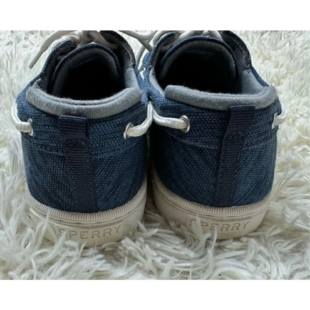 Excellent Used Condition Blue & White Sperry Loafers Size 3